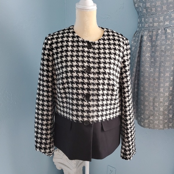 Talbots Sz 14 houndstooth button Blazer jacket E87 - Picture 1 of 7